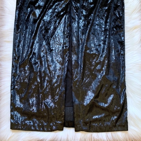 JS Collections Sparkling Black Velvet Twist Gown - Picture 7 of 8